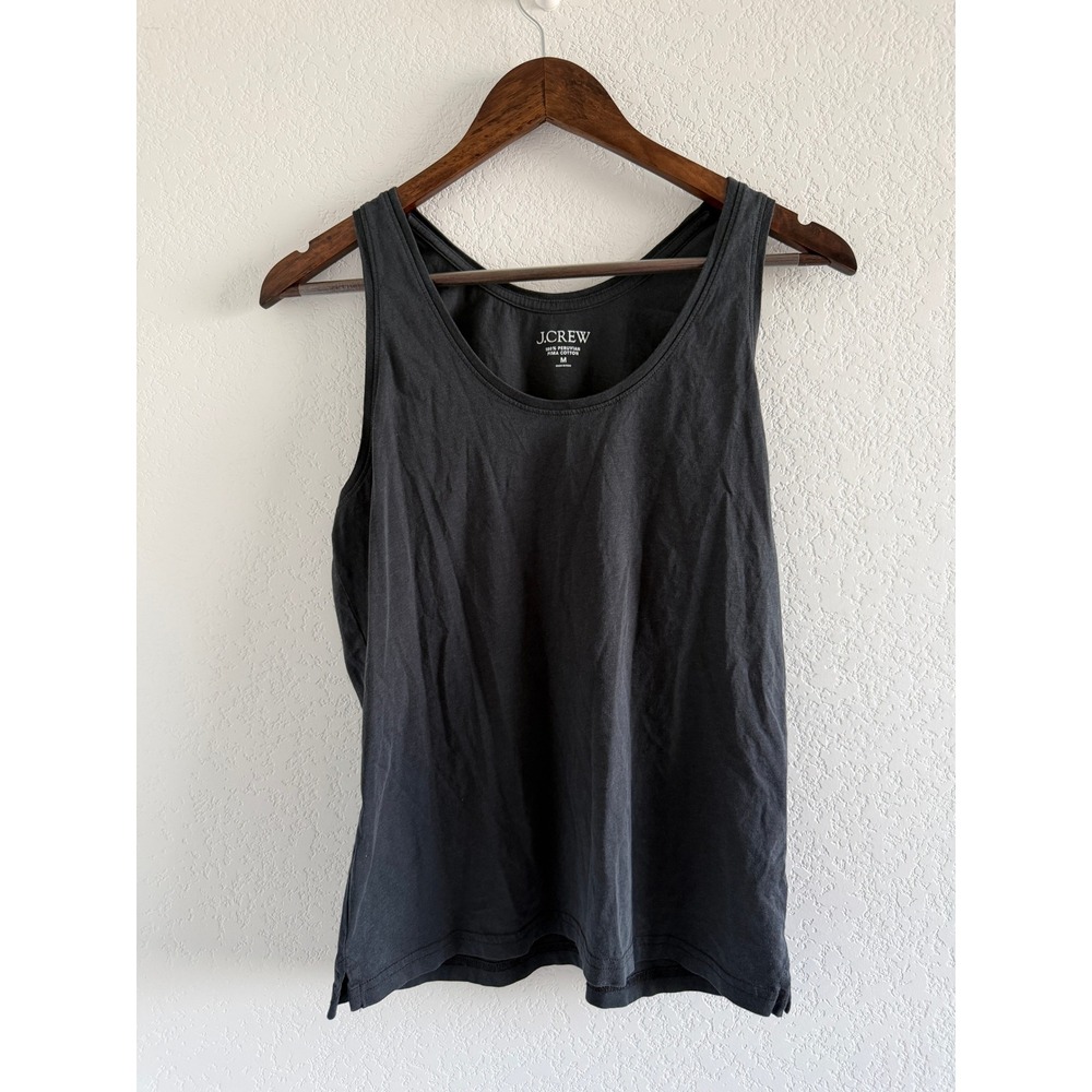 J.Crew Essential Tank Top Size M Black 100% Peruvian Pima Cotton